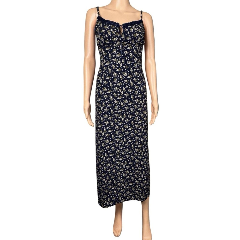 Blu Pepper Women’s Size Large Maxi Dress Sundress Blue Floral Sleeveless New